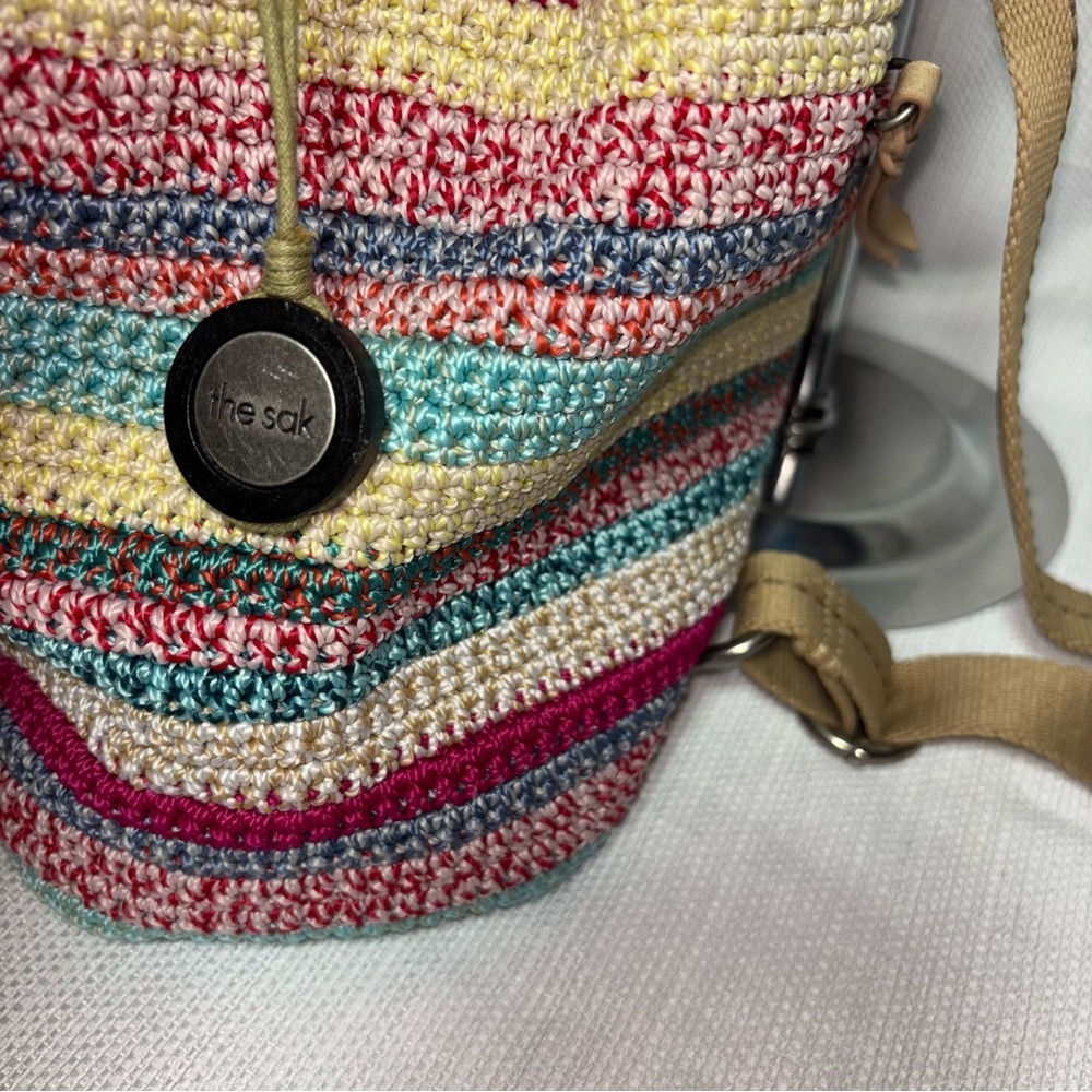 The Sal Sayulita Multicolor Eden Stripe Crochet Backpack - Picture 5 of 8